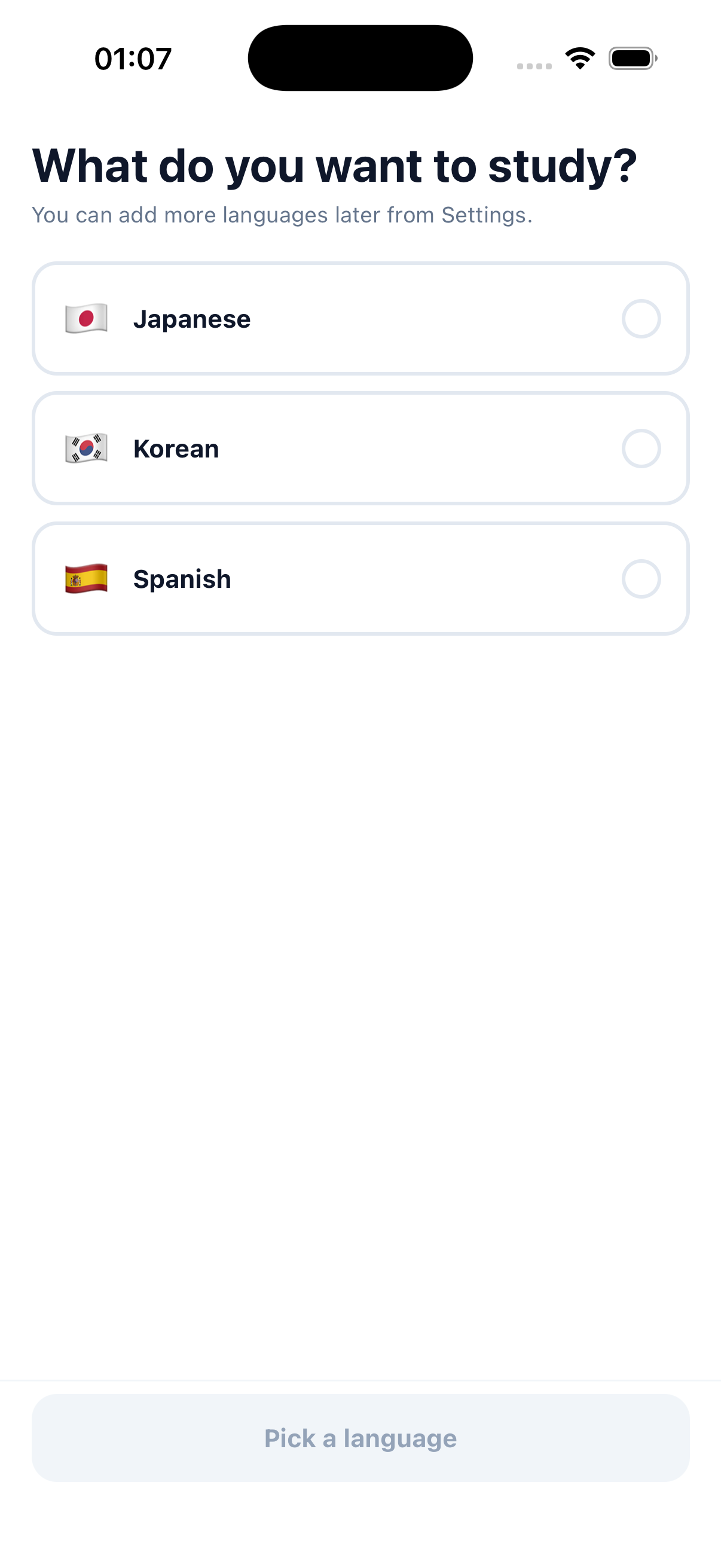 Pick a language